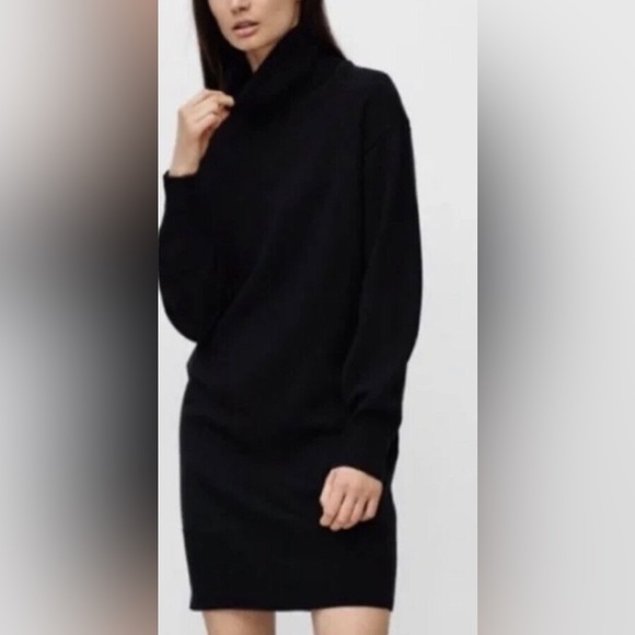 Aritzia Wilfred Free Montpellier Sweater Dress Black Merino Wool Turtleneck XS - Picture 4 of 8
